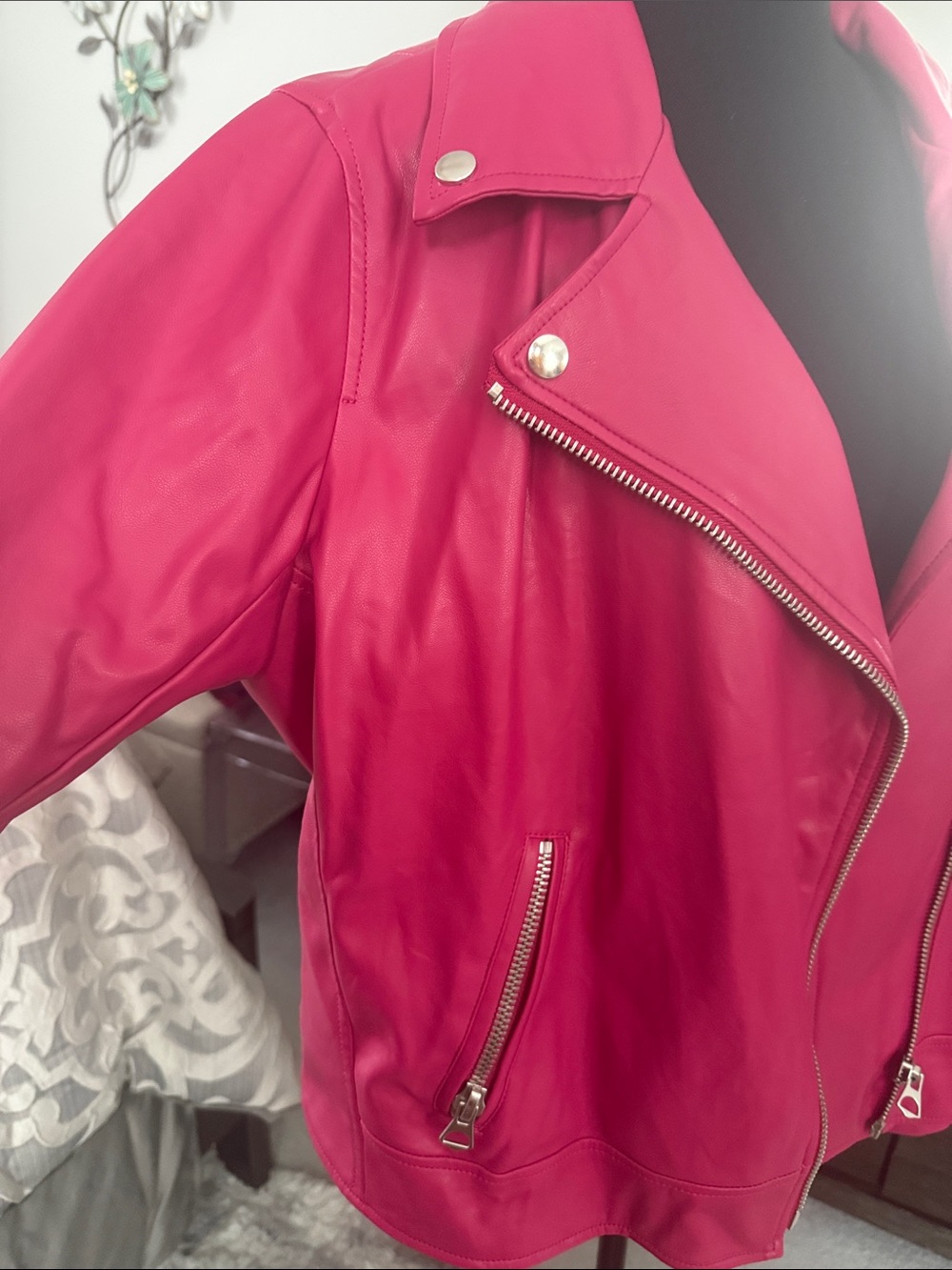 torrid Hot Pink Leather Moto Jacket - Picture 2 of 7